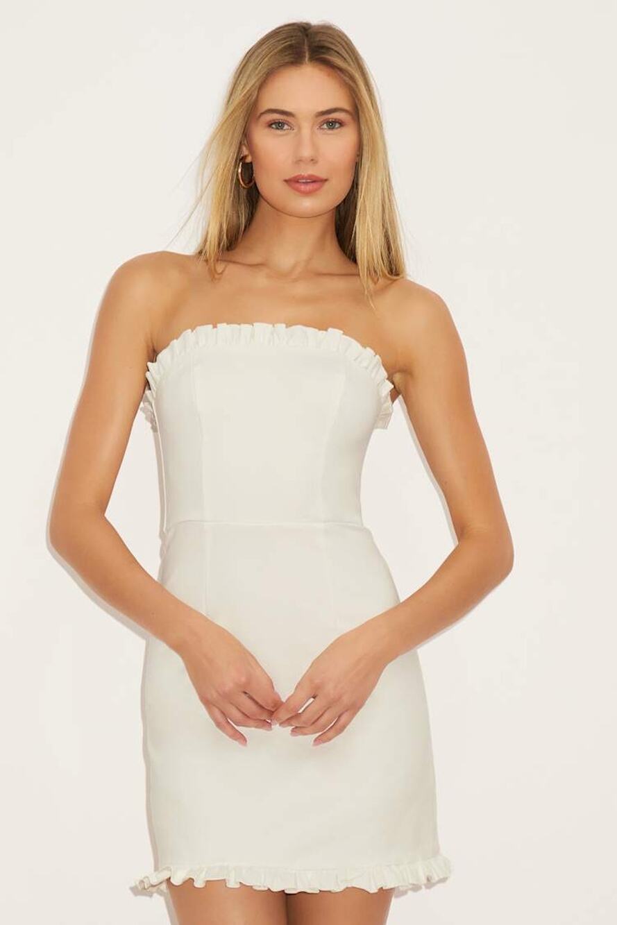 Lulus Little Lovely Ivory Strapless Mini Dress Party Cocktail Wedding Medium